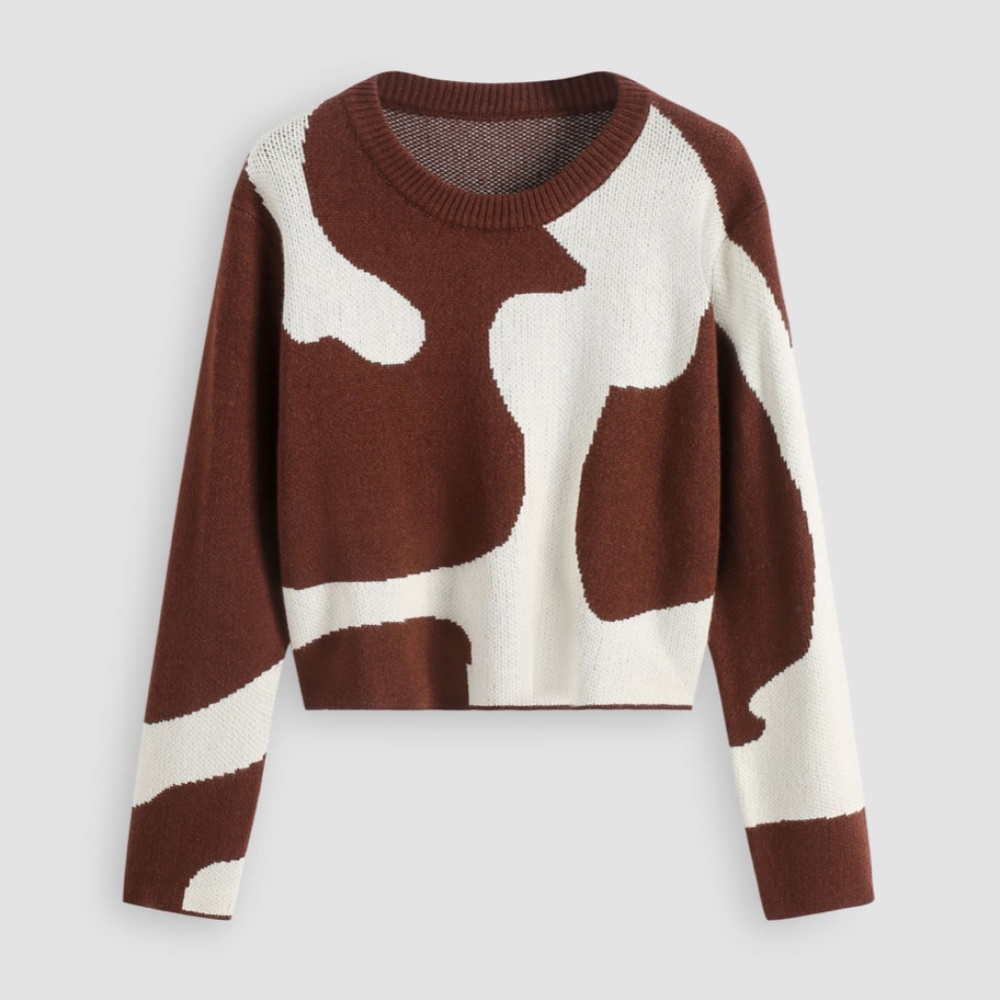 NWOT Brown Cow Print Sweater Cider